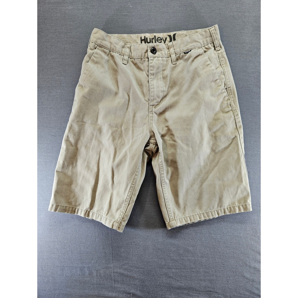 Hurley Mens Chino Shorts Khaki Tan Flat Front Casual Skate Size 28